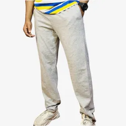 Men's Light Grey Cotton Track Pants | Regular Fit Joggers